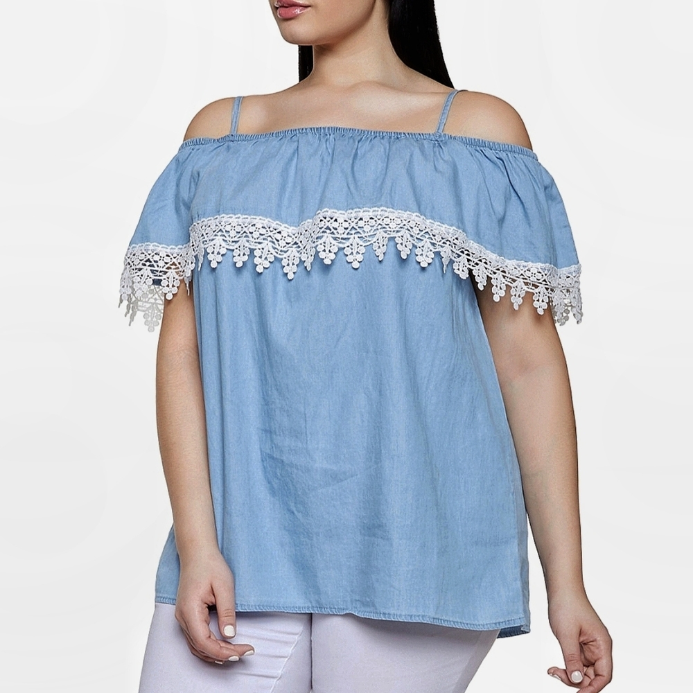 Plus Size Chambray Top